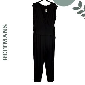 Reitmans Sleek Black Faux Wrap-Front Jumpsuit Sleeveless  – Size 3X (NWT)